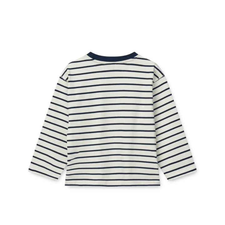 Liewood Tyler Stripe Classic Navy / Creme de la Creme longsleeve w bretońskie paski – widok z tyłu