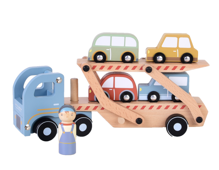 Little Dutch laweta z autami FSC – drewniana zabawka dla dzieci