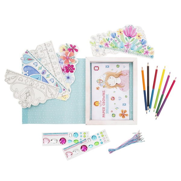 Różne wzory papierowych koron do ozdabiania w zestawie kreatywnym Tiger Tribe