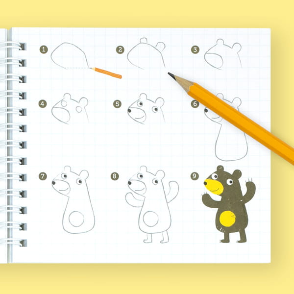 Przykładowa instrukcja krok po kroku z zestawu Tiger Tribe Jak Rysować Zwierzęta 2.0