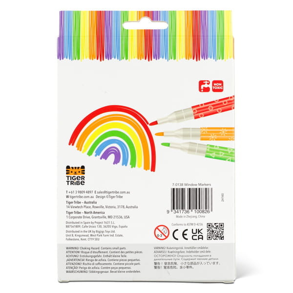 Dekoracje okienne stworzone flamastrami Tiger Tribe.