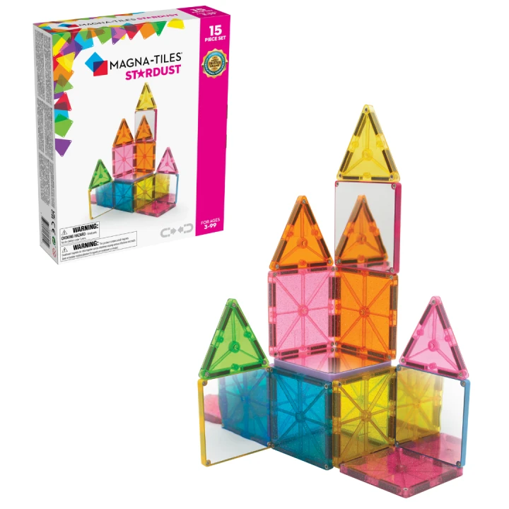 MAGNA-TILES Stardust 15 el. – brokatowe i lustrzane klocki magnetyczne