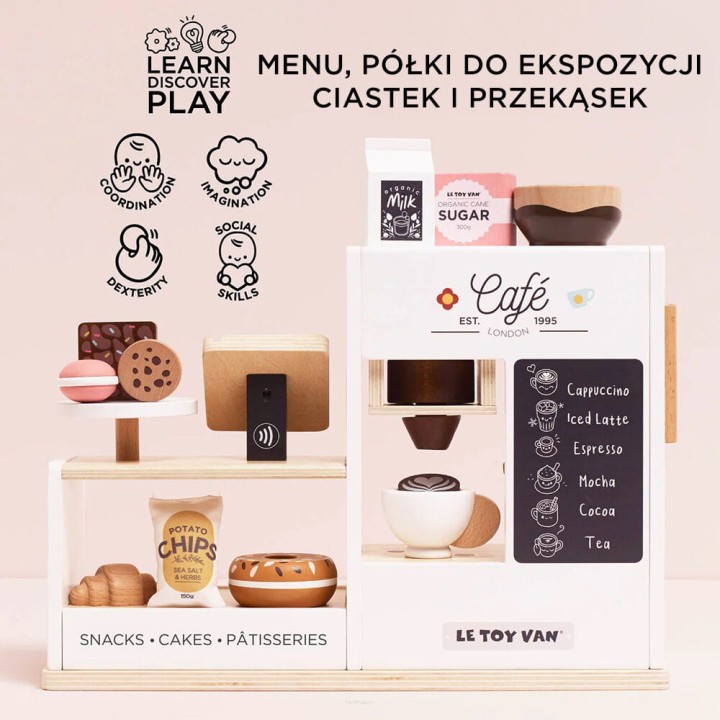 Tablica menu i dodatki do kawiarni dla dzieci