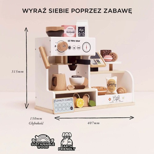 Nablatowe stoisko baristy – drewniana kawiarnia
