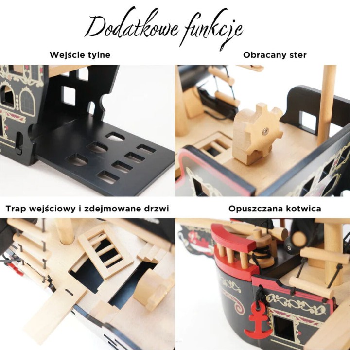 Detale pokładu i olinowania – drewniany statek Barbarossa (FSC).