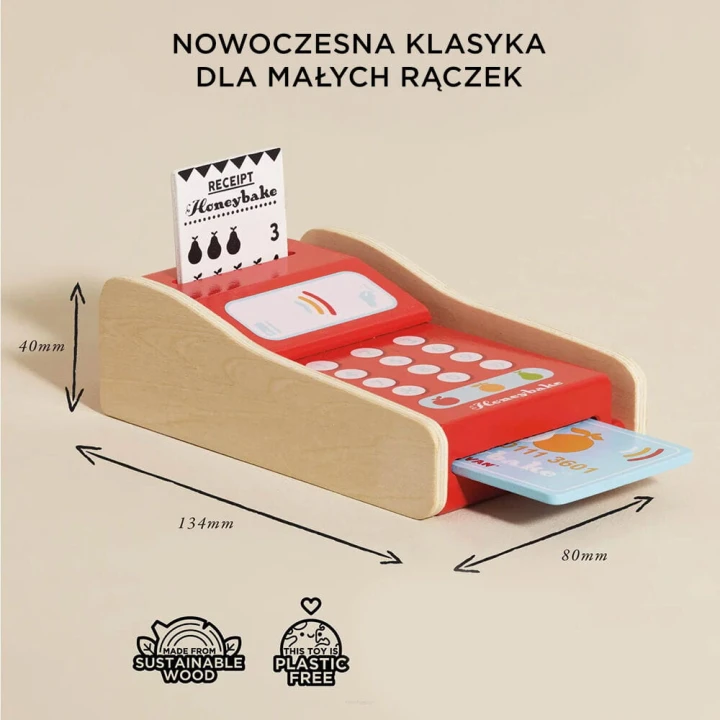 Drewniany terminal Le Toy Van – poręczny dodatek do kasy i sklepiku.