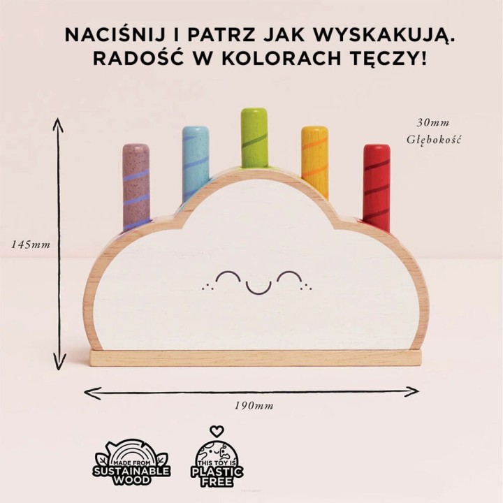 Chmurka z patyczkami Le Toy Van – zdjęcie zestawu z pudełkiem.