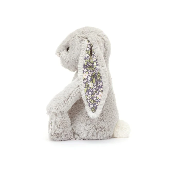 Króliczek Jellycat z kwiecistymi uszami srebrny 31 cm
