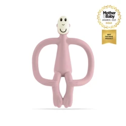 Original Teether Dusty Pink – silikonowy gryzak małpka ze szczoteczką i etui