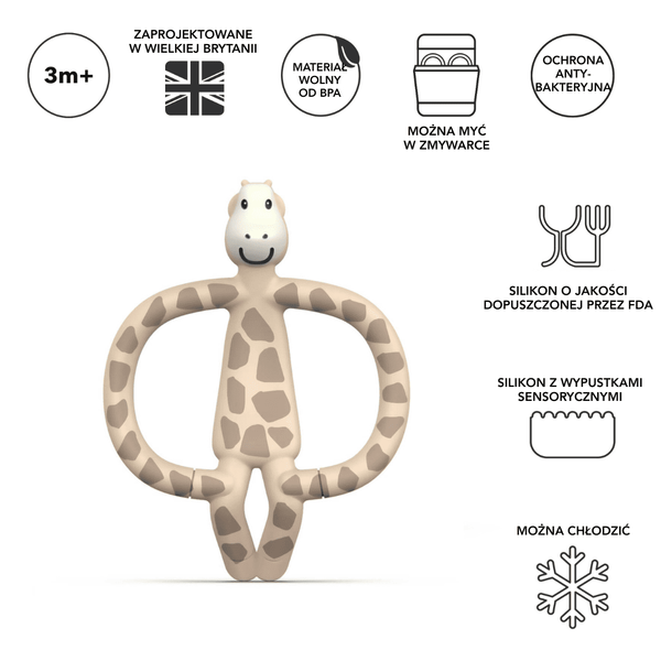 Gryzak Matchstick Monkey żyrafa Gigi – instrukcja i bezpieczeństwo