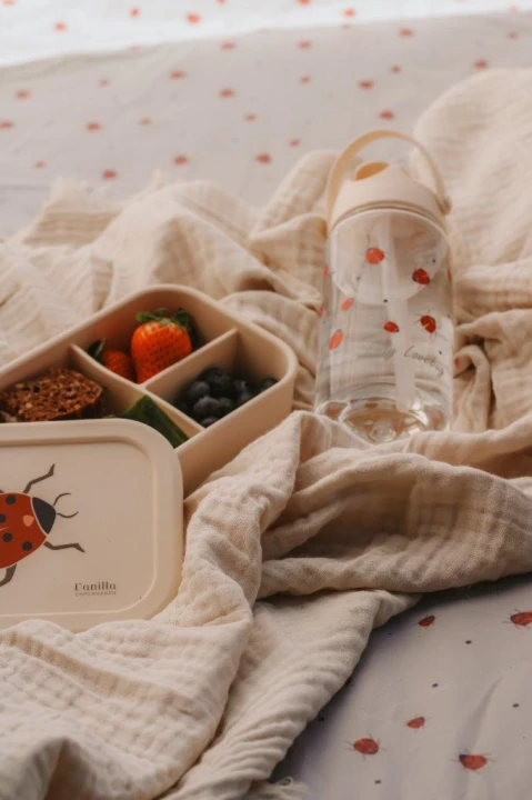 Vanilla Copenhagen lunchbox silikonowy biedronka 700 ml detale pokrywki