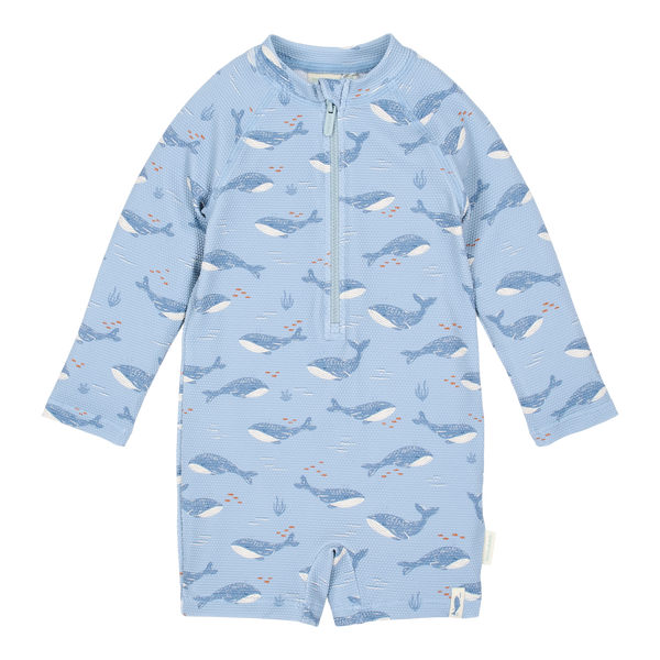 Strój kąpielowy z długim rękawem Ocean Splash UPF40+ na białym tle