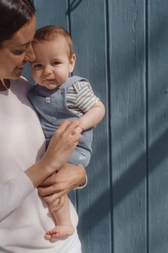 Body z krótkim rękawem w niebieskie paski w użyciu