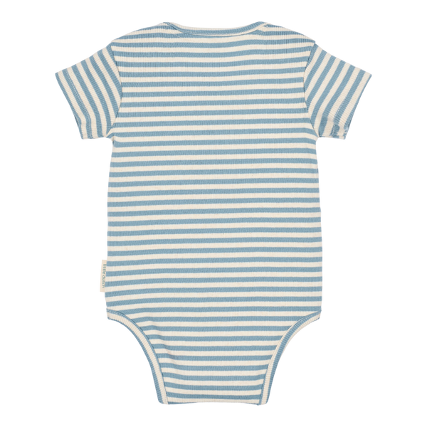 Body z krótkim rękawem w niebieskie paski tył na białym tle