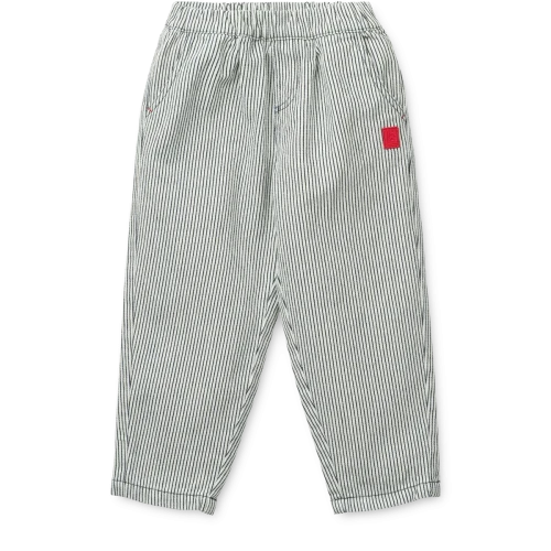Liewood Borris Stripe Classic Navy / Creme de la Creme – spodnie jeansowe w paski, widok z przodu