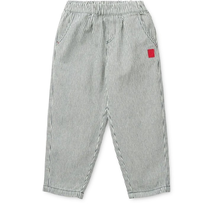 Liewood Borris Stripe Classic Navy / Creme de la Creme – spodnie jeansowe w paski, widok z przodu