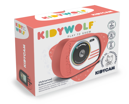 Kidywolf KIDYCAM aparat wodoodporny rozowy opakowanie i zestaw