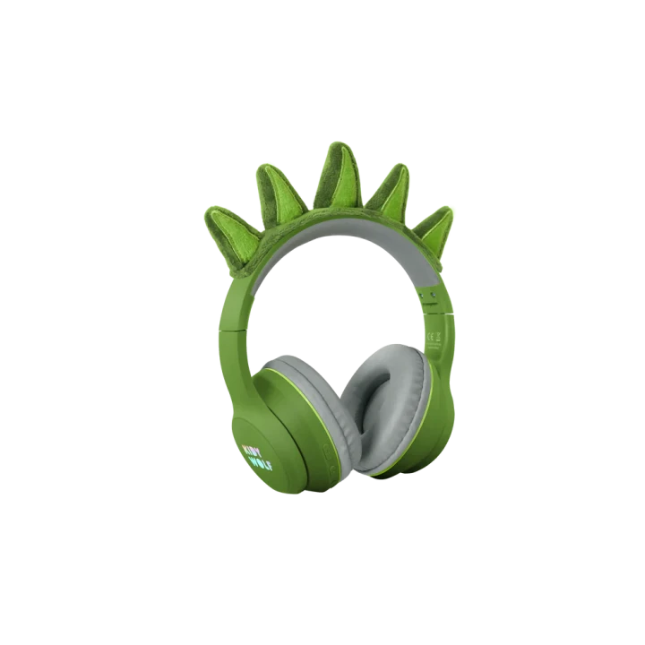 KIDYWOLF KIDYEARS Dino, zielone słuchawki Bluetooth dla dzieci z kolcami