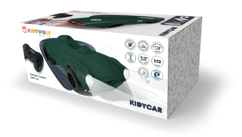 Kidywolf Kidycar zielone auto zdalnie sterowane opakowanie i wizualizacja zestawu