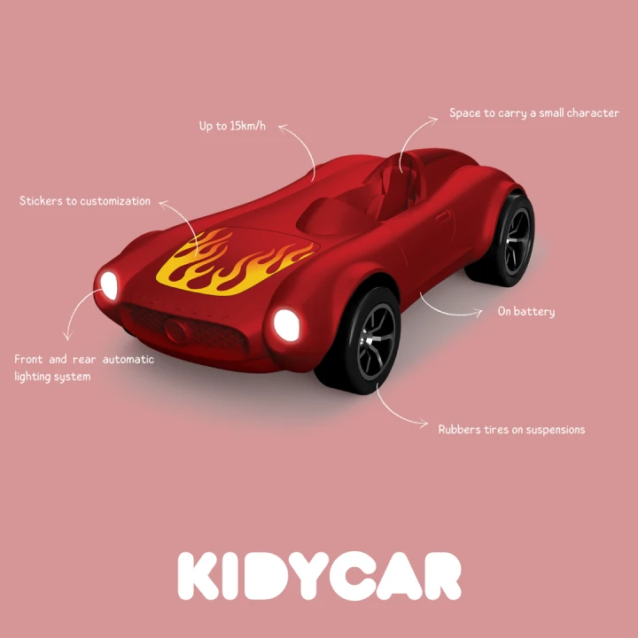 KIDYWOLF KIDYCAR czerwone auto profil karoserii