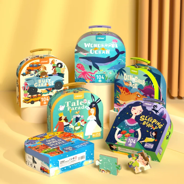 Puzzle Mideer Era Dinozaurów w walizce z uchwytem