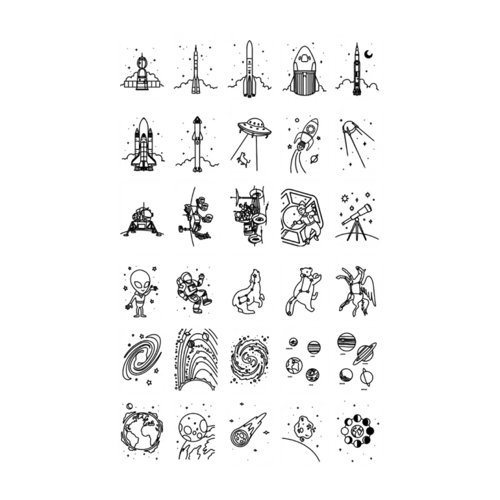 KIDYWOLF KIDYDRAW-MINI Galaktyka 30 kart z rakietami, planetami, astronautami i kosmosem