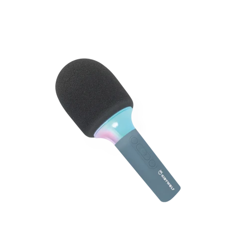 Niebieski mikrofon karaoke KIDYMIC dla dzieci z Bluetooth, podświetleniem LED i zmianą głosu