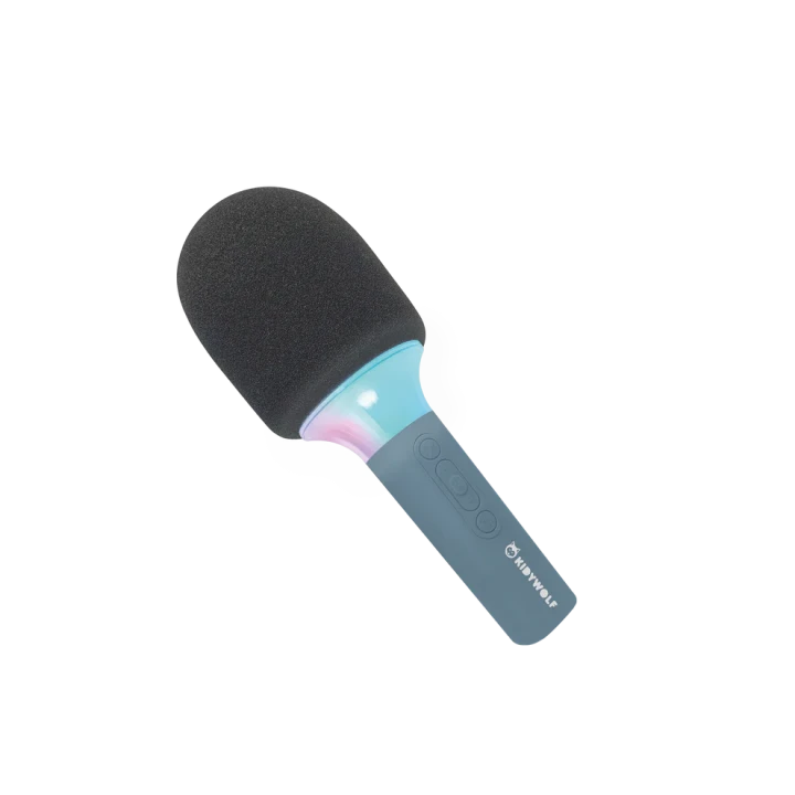 Niebieski mikrofon karaoke KIDYMIC dla dzieci z Bluetooth, podświetleniem LED i zmianą głosu