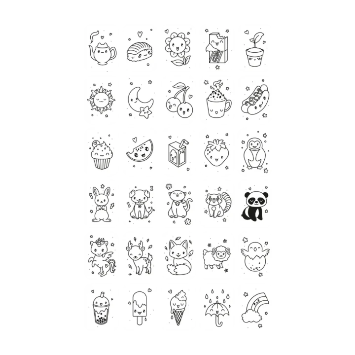 Zestaw 30 ilustracji Kawaii do odrysowywania na tablecie KIDYDRAW MINI