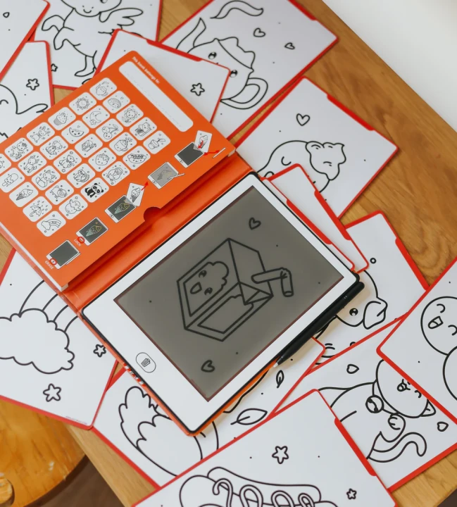 Tablet LCD KIDYDRAW MINI Kawaii z rysunkiem i kartami tematycznymi dla dzieci