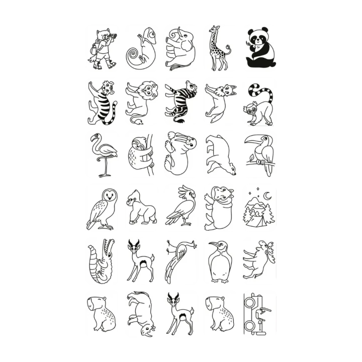 Zestaw 30 ilustracji zwierząt do odrysowywania na KIDYDRAW MINI Animals