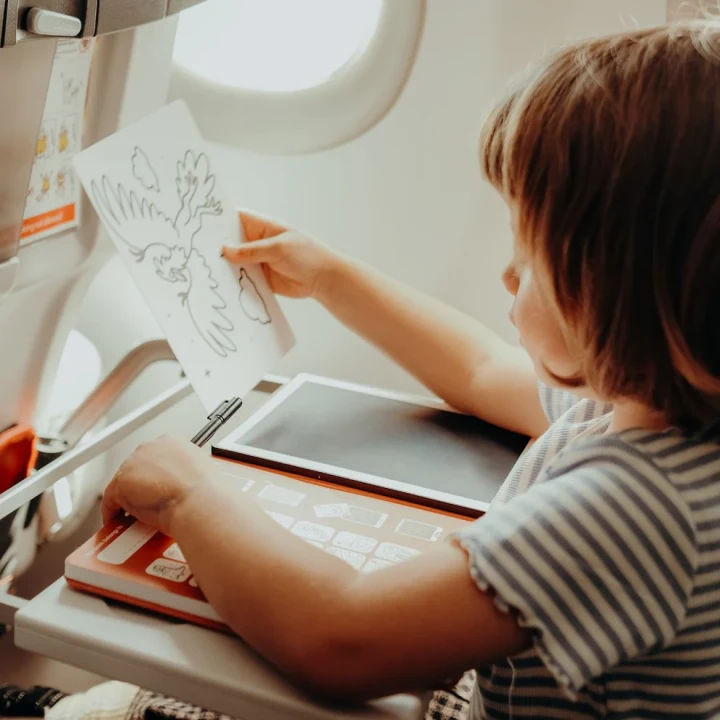 Dziecko wybiera ilustrację zwierzęcia do odrysowania na tablecie KIDYDRAW MINI Animals