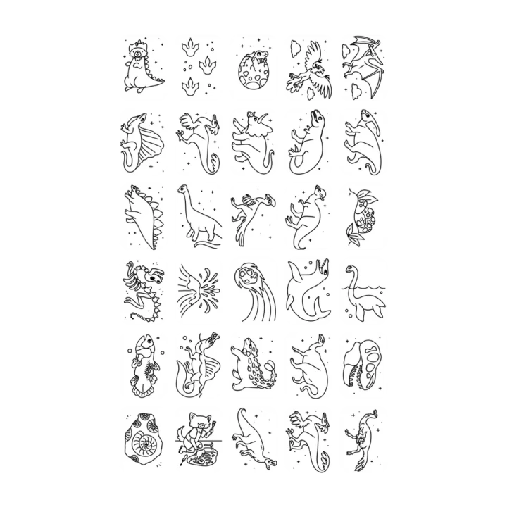 Zestaw 30 ilustracji dinozaurów do tabletu LCD KIDYDRAW MINI