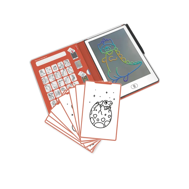 Zestaw KIDYDRAW MINI Dinozaury z tabletem LCD, rysikiem i ilustracjami tematycznymi