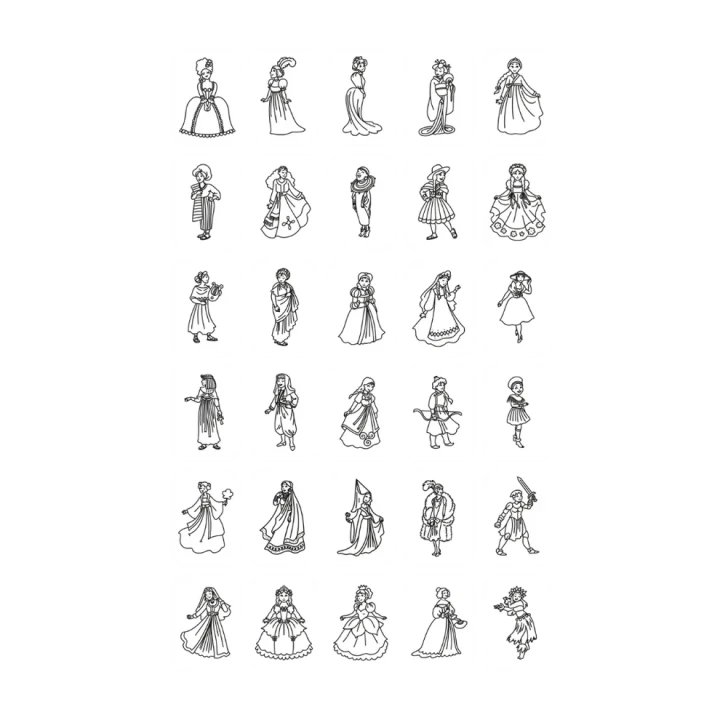 Zestaw 30 ilustracji księżniczek do odrysowywania na KIDYDRAW MINI Princess