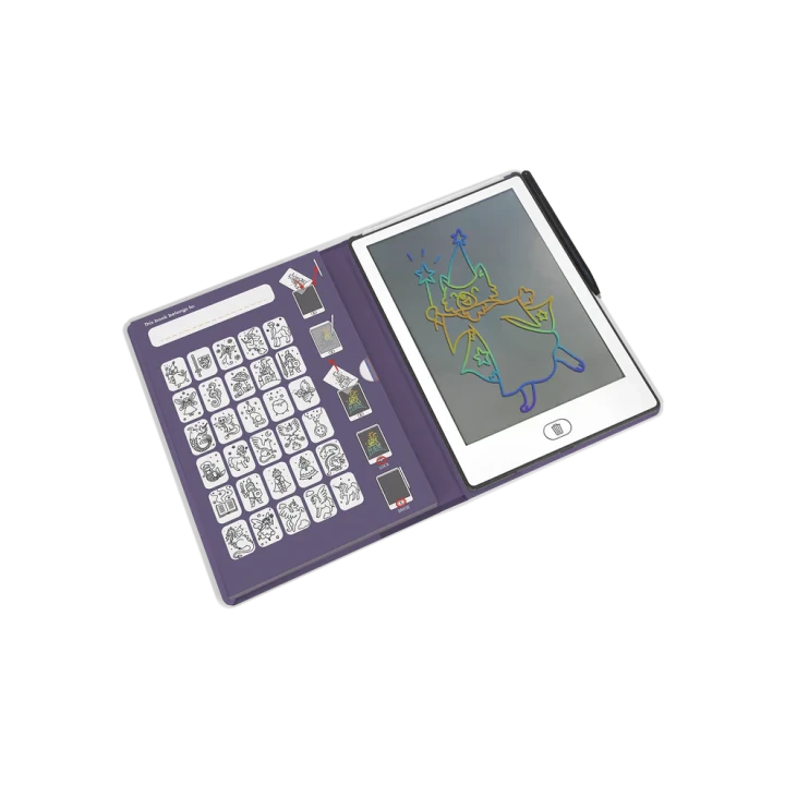 Otwarty fioletowy tablet LCD KIDYDRAW MINI Once Upon a Time do wielokrotnego rysowania i kasowania