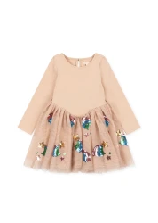 Yvonne Dress Rainbow Star – różowa sukienka tiulowa z cekinami