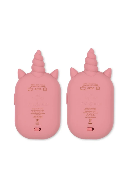 Tył dwóch krótkofalówek dla dzieci Glitter Unicorn Sparkling Pink