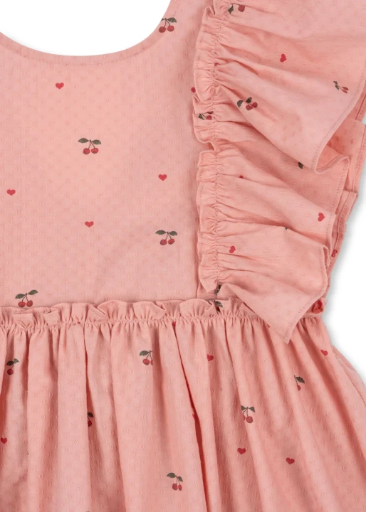 Wzór wiśni i falbanki sukienki Evia Bow Cherry Coeur