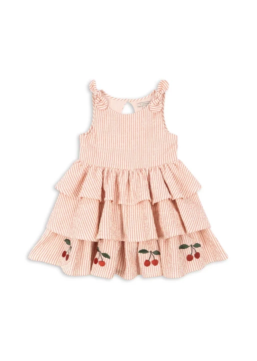 Konges Sløjd Ellie Amour Stripe sukienka dziecięca w paski z wisienkami