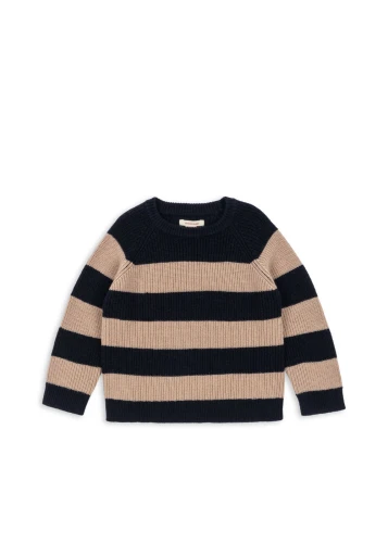 Konges Sløjd Vitum Blue Stripe sweter dziecięcy z wełny merino