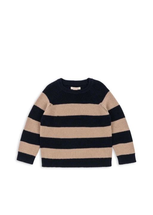 Konges Sløjd Vitum Blue Stripe sweter dziecięcy z wełny merino