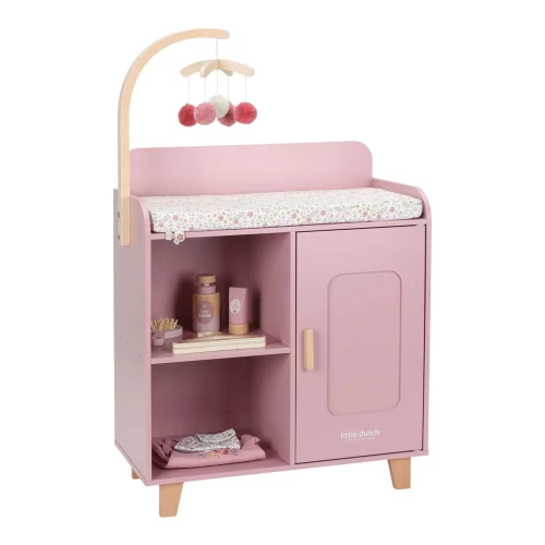 Drewniana komoda z przewijakiem dla lalek Little Dutch Soft Flowers