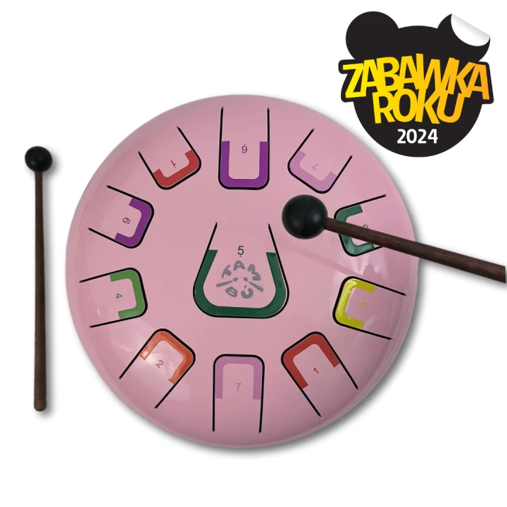 Juegaconmigo Tambu Coral Reef – różowy tongue drum z pałeczkami