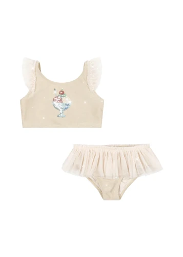 Konges Sløjd Amandine Rosewater bikini dziewczęce z tiulem przód