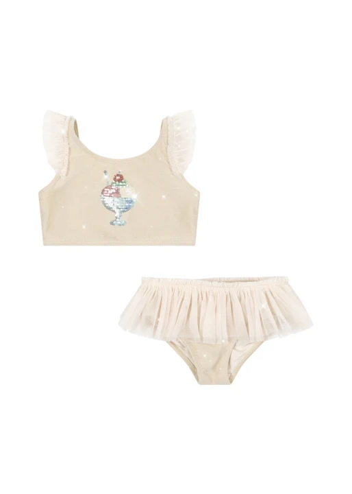 Konges Sløjd Amandine Rosewater bikini dziewczęce z tiulem przód