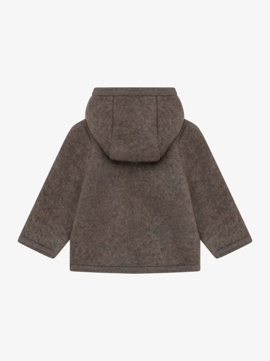 Tył kurtki dziecięcej HUTTEliHUT Jacket Wool Fleece Brown Melange z wełny merino