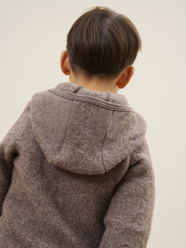 Dziecko w kurtce HUTTEliHUT Jacket Wool Fleece Brown Melange z wełny merino