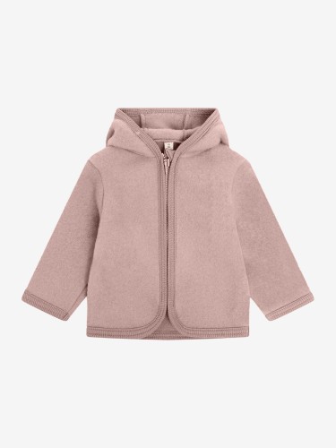 HUTTEliHUT Jacket Wool Fleece Mahogany Rose – dziecięca kurtka z wełny merino, widok z przodu