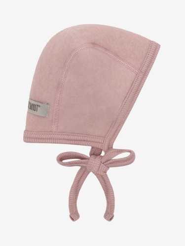 HUTTEliHUT Bonnet Wool Fleece Mahogany Rose – wiązana czapka niemowlęca z wełny merino